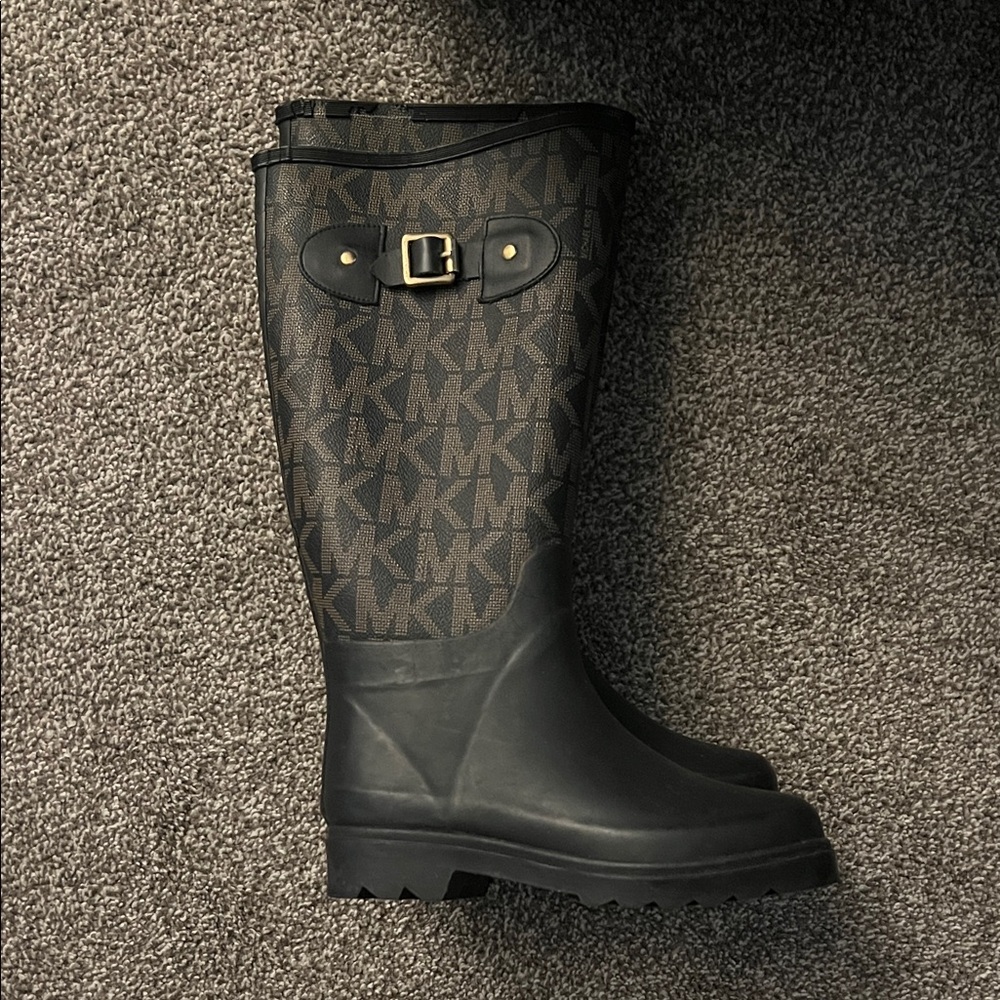 Michael Kors Black and Brown Winter Rain Boots